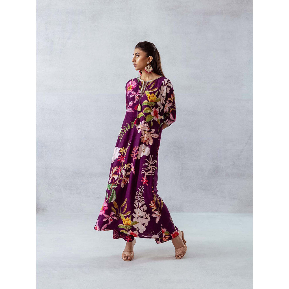 AROOP SHOP INDIA Women Purple Floral Co-Ord (Set of 2)