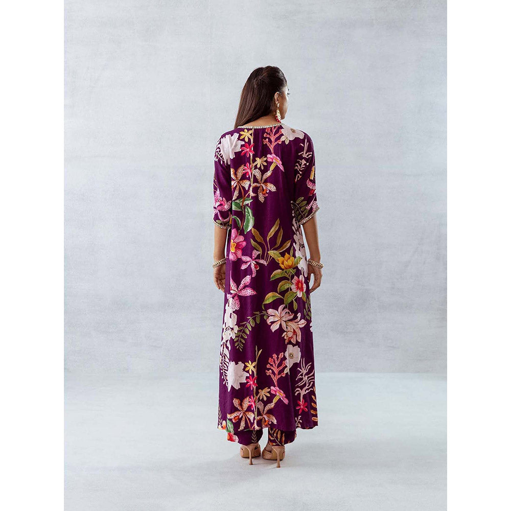 AROOP SHOP INDIA Women Purple Floral Co-Ord (Set of 2)