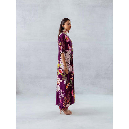 AROOP SHOP INDIA Women Purple Floral Co-Ord (Set of 2)