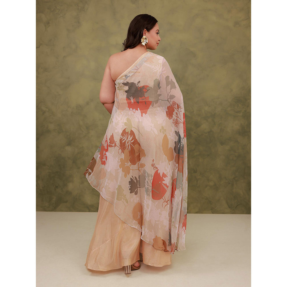 AROOP SHOP INDIA Beige Aspen Floral Kurta with Slip and Sharara