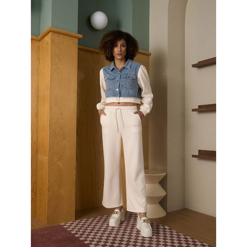 Aruni Off White Jersey Denim Co-Ord (Set of 2)