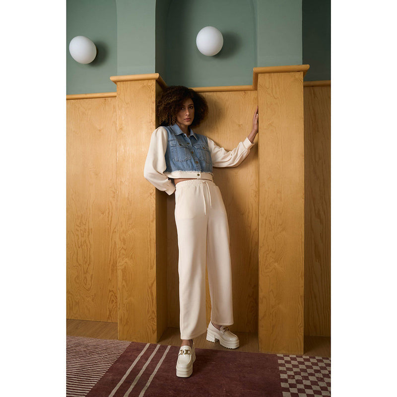 Aruni Off White Jersey Denim Co-Ord (Set of 2)