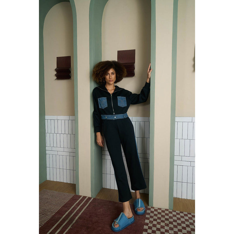 Aruni Black Jersey Denim Co-Ord (Set of 2)