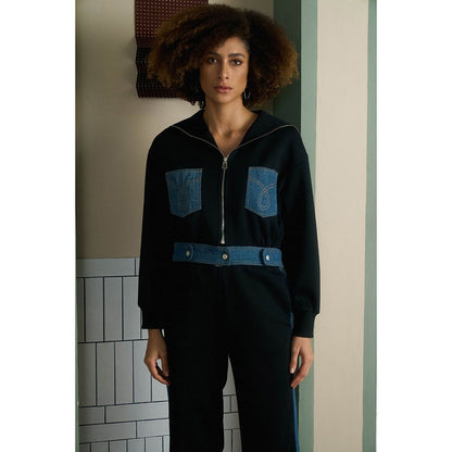 Aruni Black Jersey Denim Co-Ord (Set of 2)