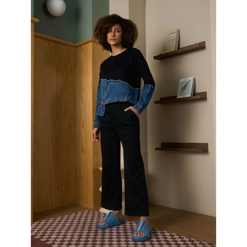 Aruni Black Jersey Denim Top