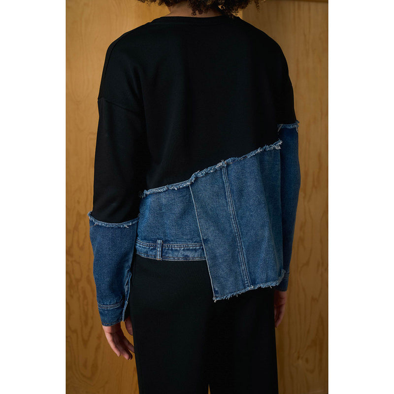 Aruni Black Jersey Denim Top