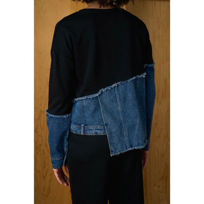 Aruni Black Jersey Denim Top