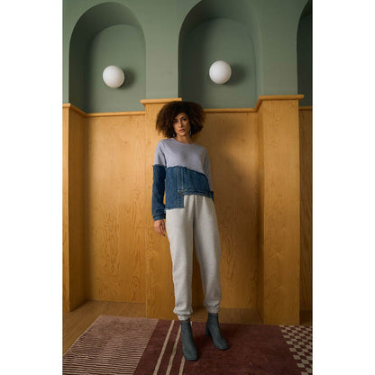 Aruni Grey Jersey Denim Top