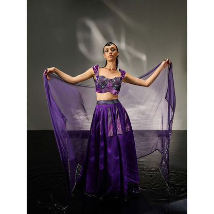 Asaaye Purple Fish Tale Romance Lehenga with Blouse and Dupatta