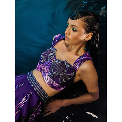 Asaaye Purple Fish Tale Romance Lehenga with Blouse and Dupatta