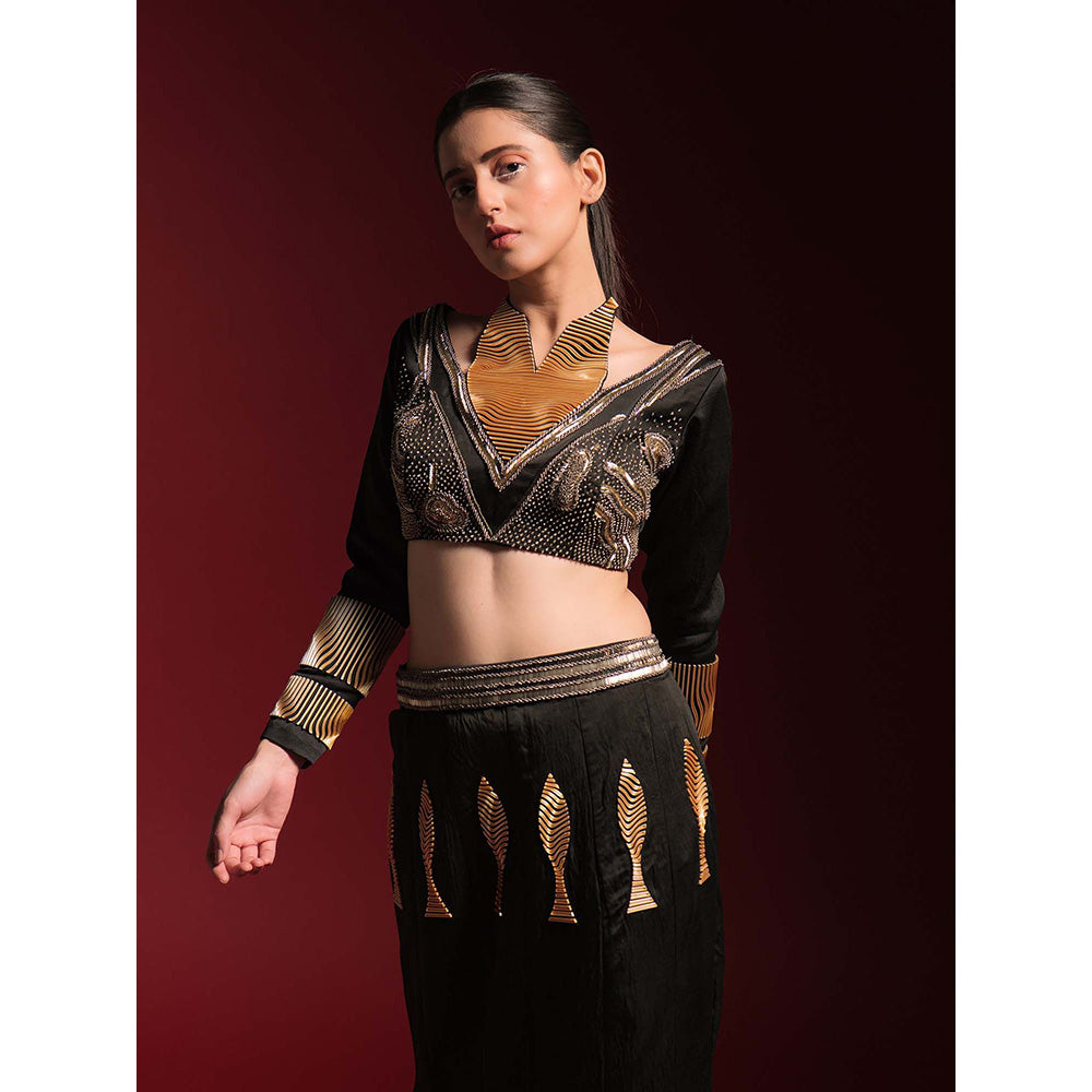 Asaaye Black Poise Skirt with Blouse