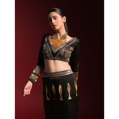 Asaaye Black Poise Skirt with Blouse