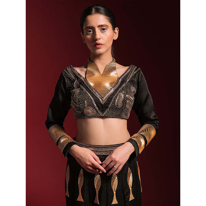 Asaaye Black Poise Skirt with Blouse