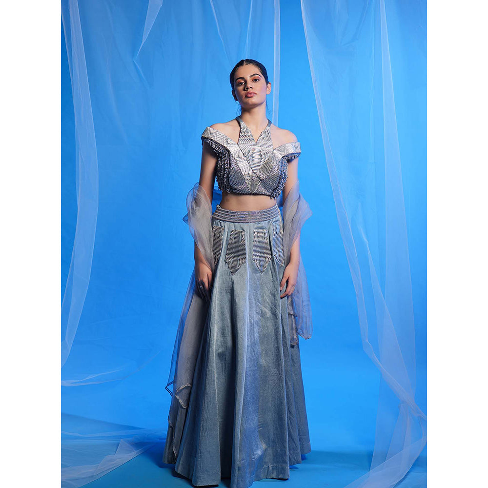 Asaaye Blue Cold Command Lehenga with Blouse and Dupatta