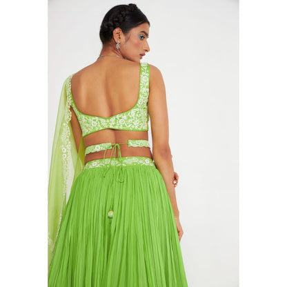 Asaga Rylee Lehenga and Stitched Blouse-Dupatta with Belt (Set of 4)