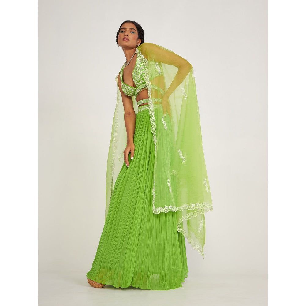 Asaga Cora Lehenga and Stitched Blouse with Dupatta (Set of 3)