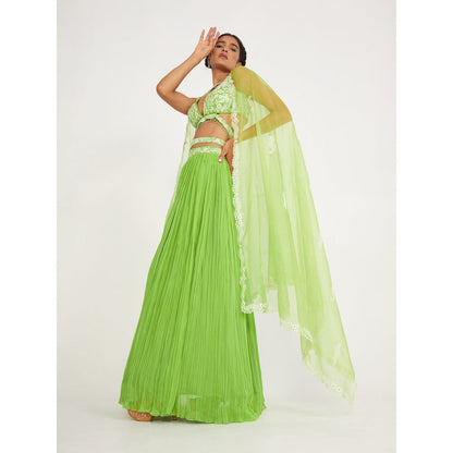 Asaga Cora Lehenga and Stitched Blouse with Dupatta (Set of 3)