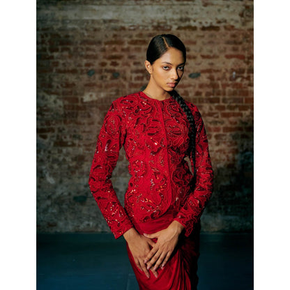 Asaga Fescu Tulle Jacket with Lehenga (Set of 2)