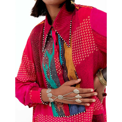 Aseem Kapoor Atri Printed Italian Crepe Shirt With Detailed With Highlighted Yoke And Collar