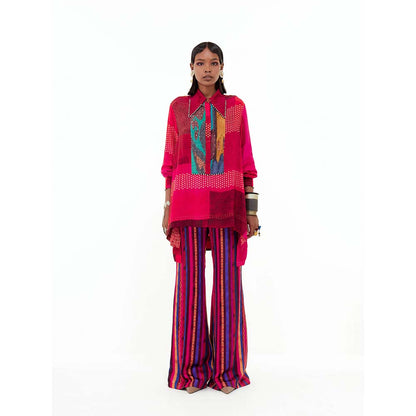 Aseem Kapoor Atri Printed Italian Crepe Shirt With Detailed With Highlighted Yoke And Collar