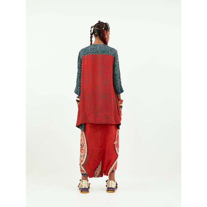 Aseem Kapoor Red Mitra Short Kurta with Dhoti (Set of 2)