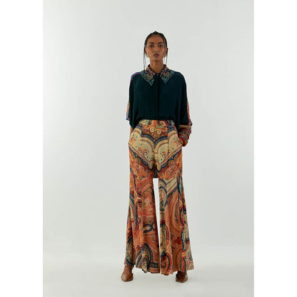 Aseem Kapoor Teal Mandala Shirt With Sharara (Set of 2)