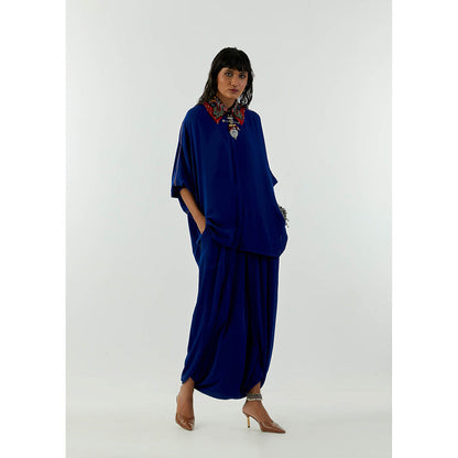 Aseem Kapoor Blue Mandala Shirt With Drape Trouser (Set of 2)