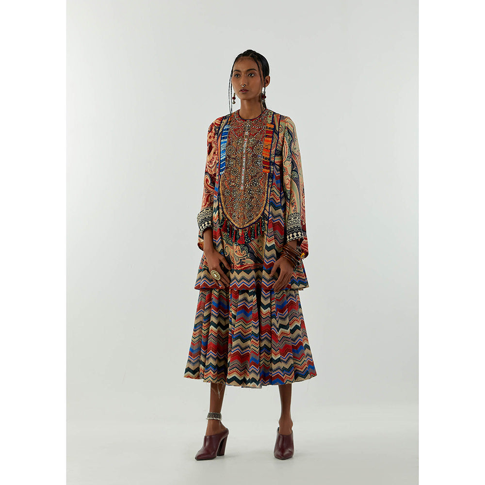 Aseem Kapoor Multi-Colour Afghan Tunic With Culotte Trouser (Set of 2)