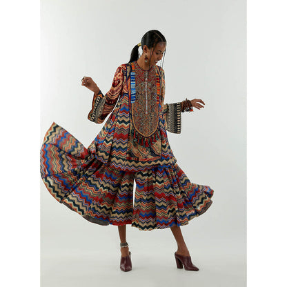Aseem Kapoor Multi-Colour Afghan Tunic With Culotte Trouser (Set of 2)