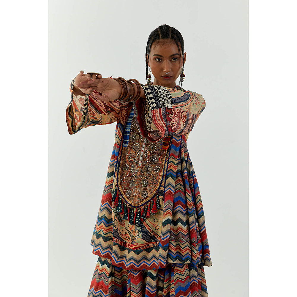 Aseem Kapoor Multi-Colour Afghan Tunic With Culotte Trouser (Set of 2)