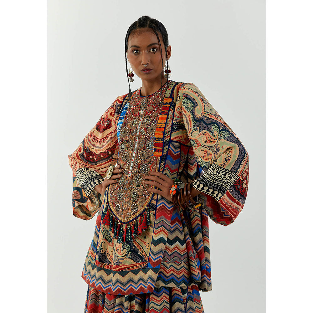 Aseem Kapoor Multi-Colour Afghan Tunic With Culotte Trouser (Set of 2)