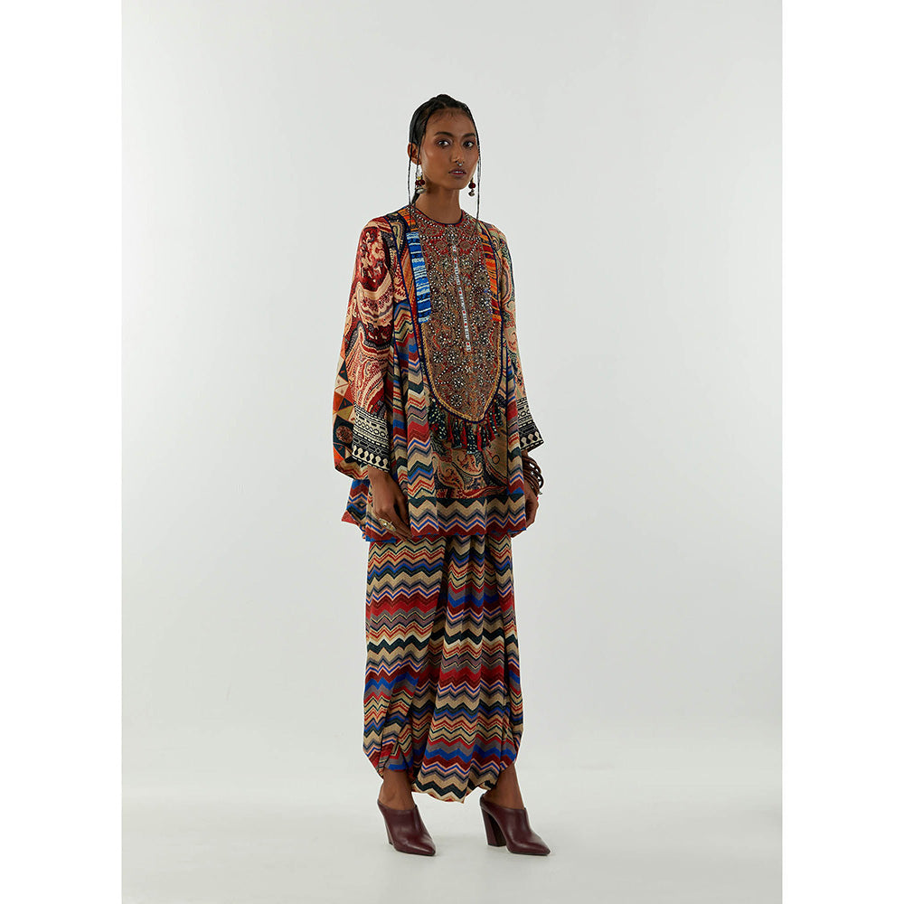 Aseem Kapoor Multi-Colour Afghan Tunic With Draped Trouser (Set of 2)