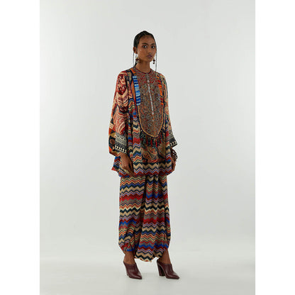 Aseem Kapoor Multi-Colour Afghan Tunic With Draped Trouser (Set of 2)