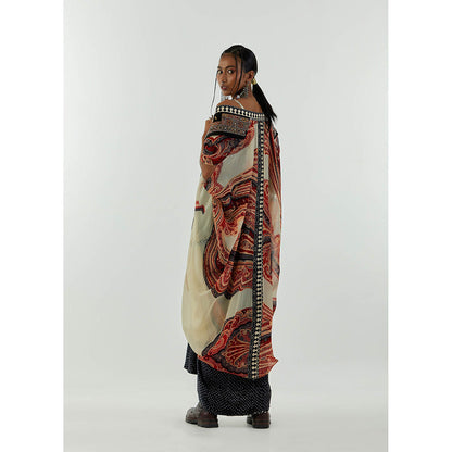 Aseem Kapoor Grey Ritu Cape With Blouse And Skirt (Set of 3)