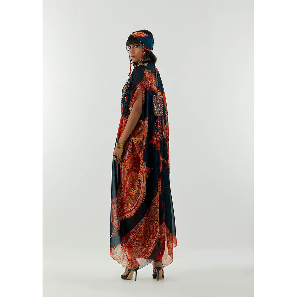 Aseem Kapoor Multi-Colour Ritu Cape With Blouse And Draped Trouser (Set of 3)