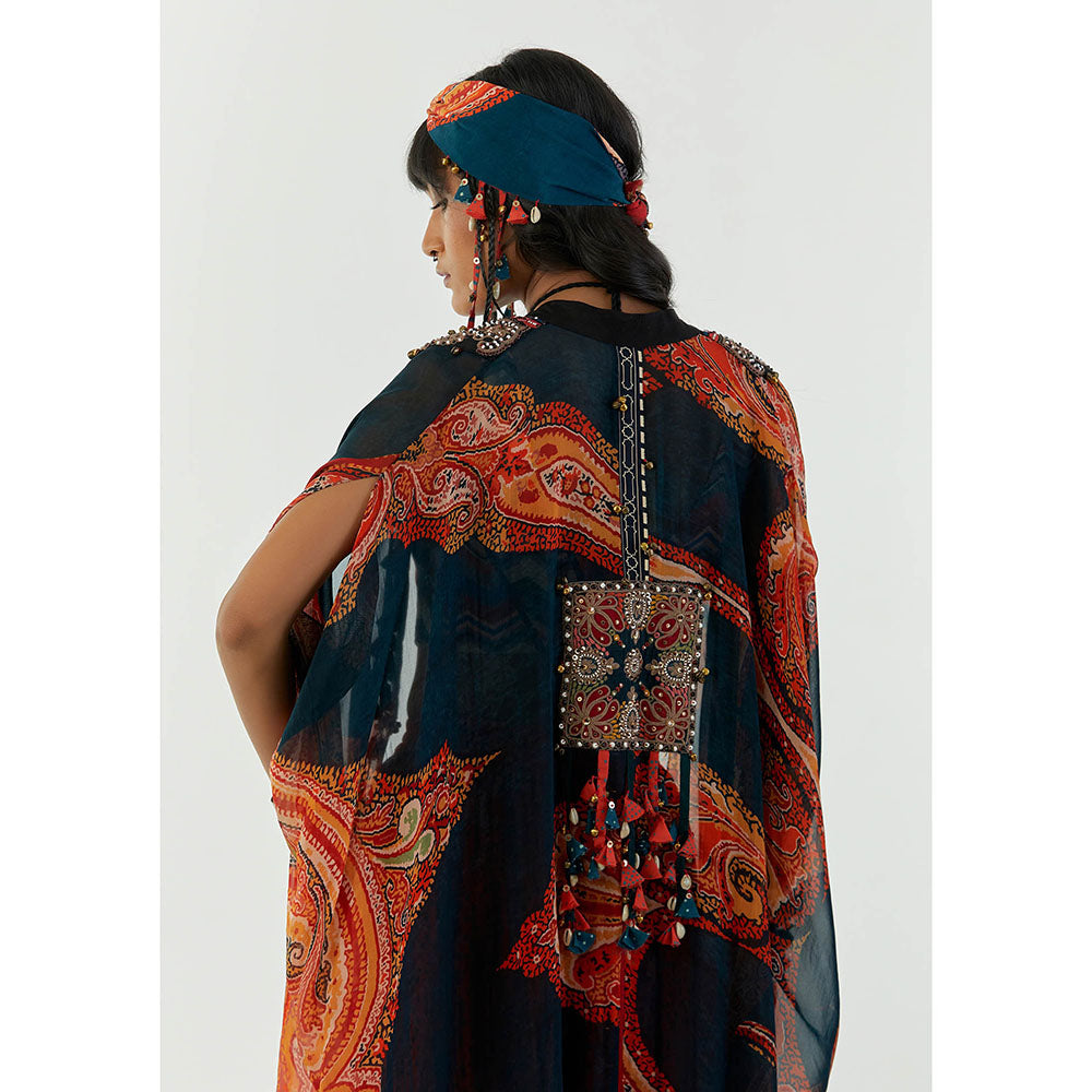 Aseem Kapoor Multi-Colour Ritu Cape With Blouse And Draped Trouser (Set of 3)