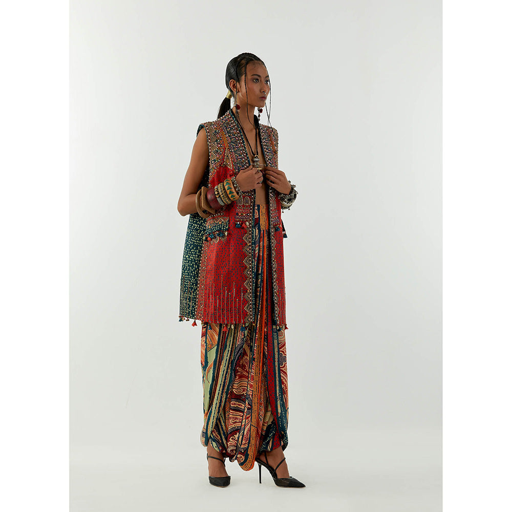 Aseem Kapoor Red Ruhi Sleeveless Jacket