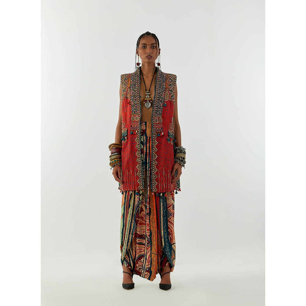 Aseem Kapoor Red Ruhi Sleeveless Jacket
