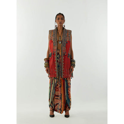 Aseem Kapoor Red Ruhi Sleeveless Jacket
