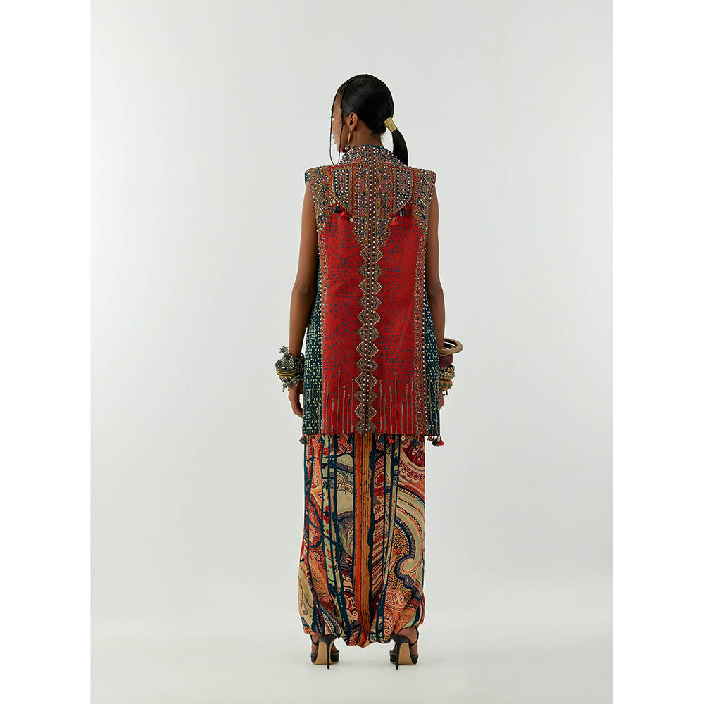 Aseem Kapoor Red Ruhi Sleeveless Jacket
