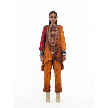 Aseem Kapoor Mustard Mitra Short Kurta With Pant (Set of 2)