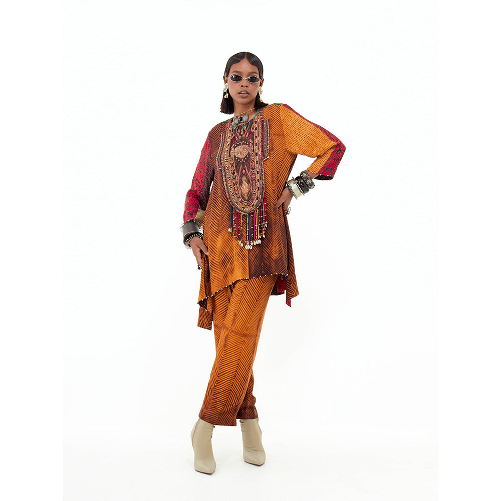 Aseem Kapoor Mustard Mitra Short Kurta With Pant (Set of 2)