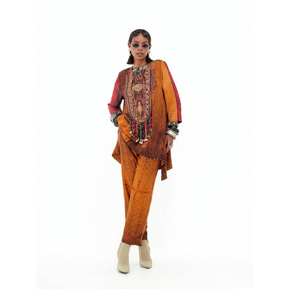 Aseem Kapoor Mustard Mitra Short Kurta With Pant (Set of 2)