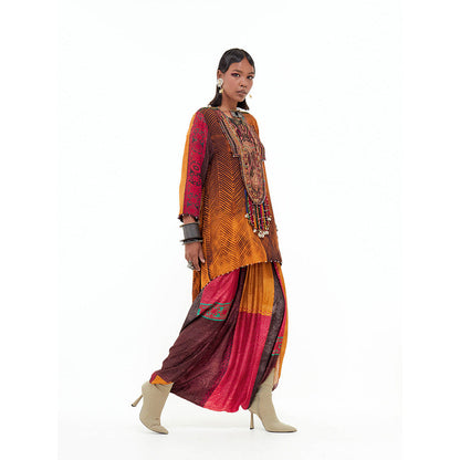 Aseem Kapoor Mustard Mitra Short Kurta With Draped Trouser (Set of 2)