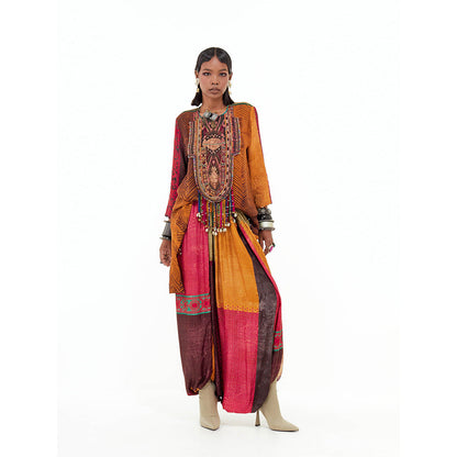Aseem Kapoor Mustard Mitra Short Kurta With Draped Trouser (Set of 2)