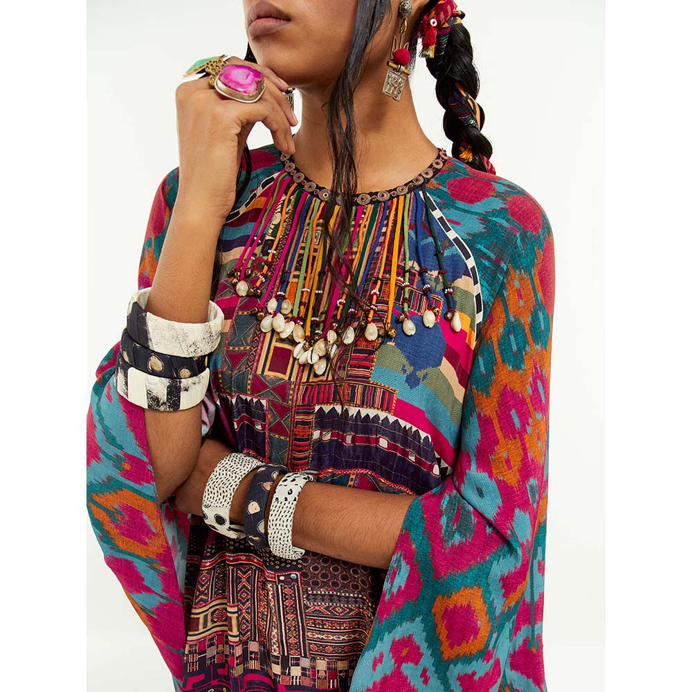 Aseem Kapoor Multi-Colour Mariyam Cape Kurti With Draped Trouser (Set of 2)