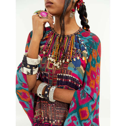 Aseem Kapoor Multi-Colour Mariyam Cape Kurti With Draped Trouser (Set of 2)