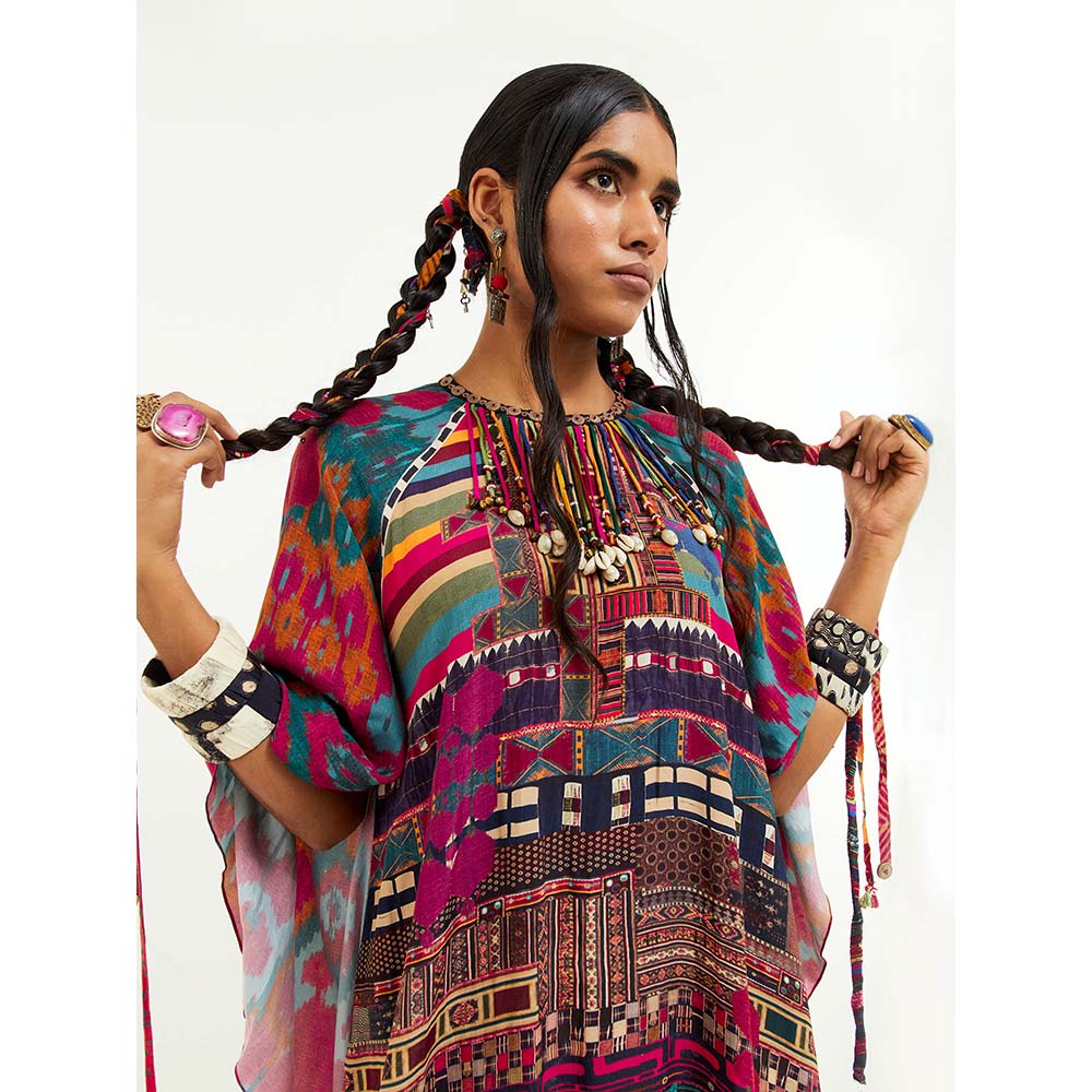 Aseem Kapoor Multi-Colour Mariyam Cape Kurti With Draped Trouser (Set of 2)