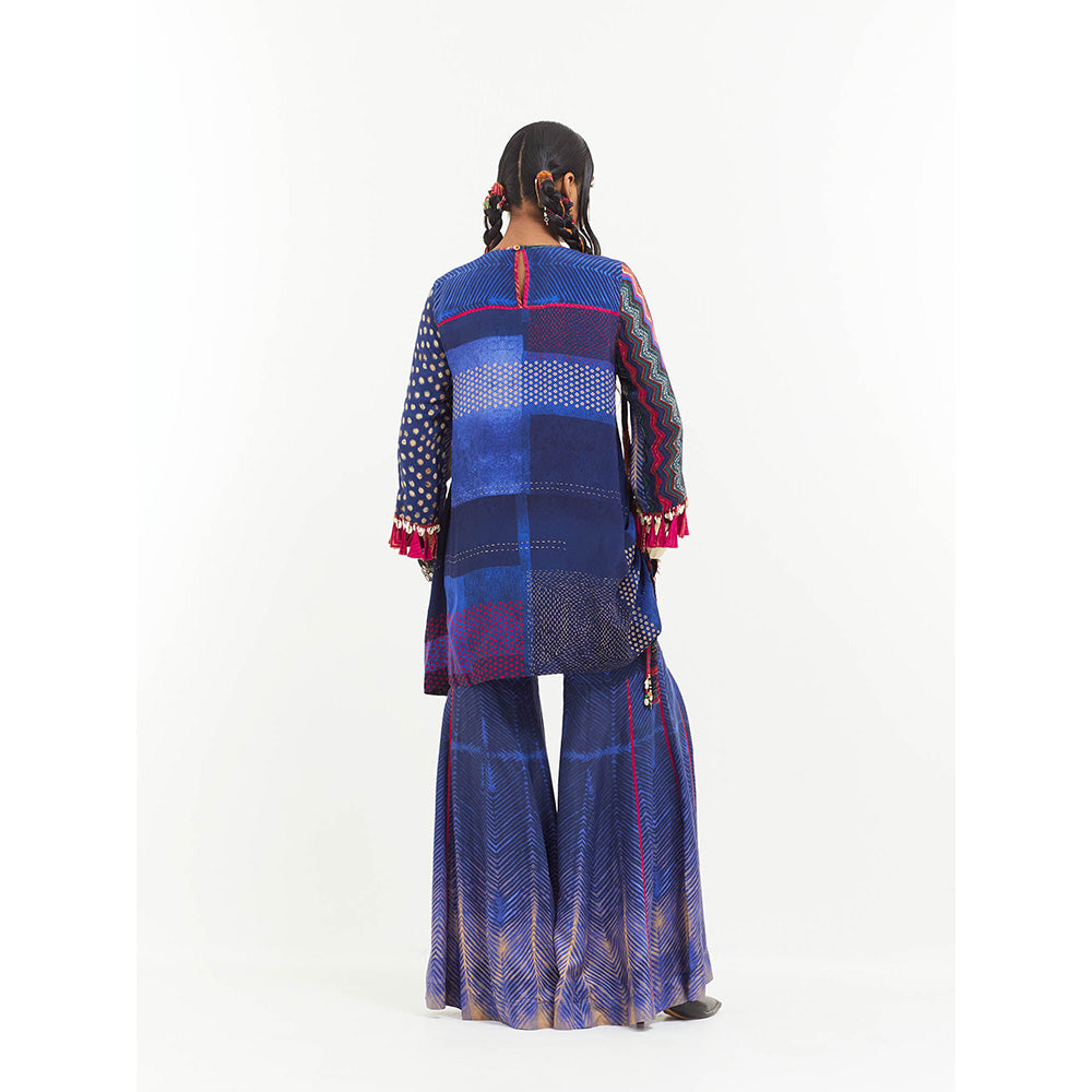Aseem Kapoor Blue Mitra Short Kurta With Sharara (Set of 2)