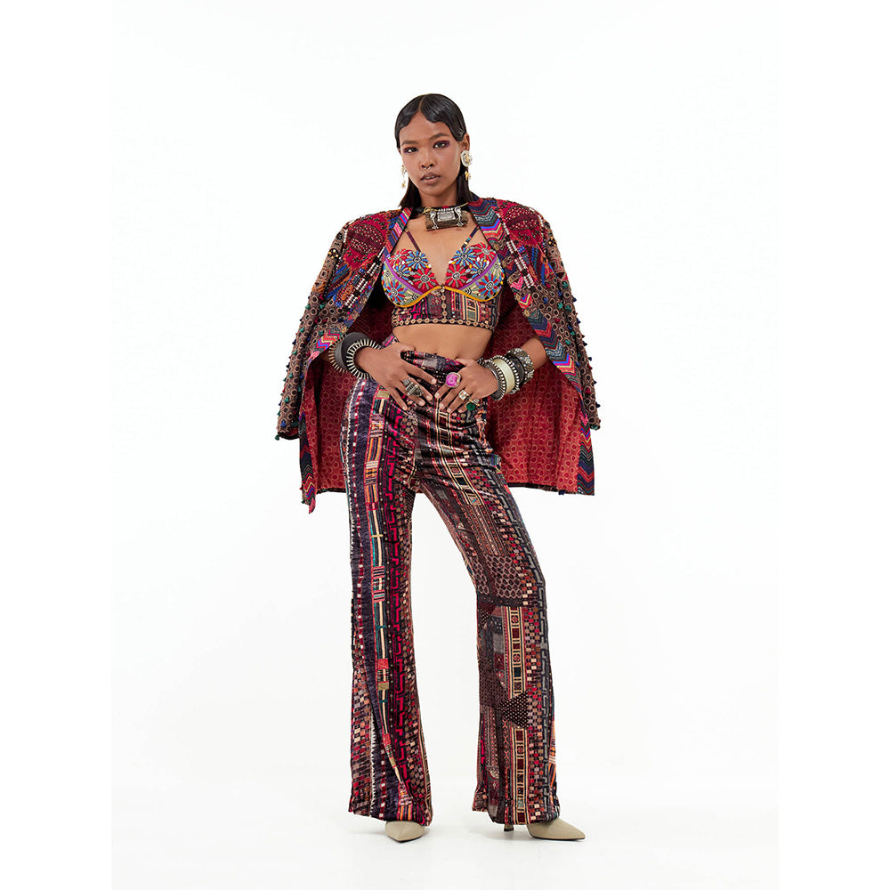 Aseem Kapoor Multi-Colour Open Dhan Jacket With Blouse And Pant (Set of 3)